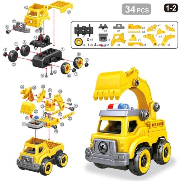4-in-1 Take Apart Car Toys for Boys DIY Engineering Construction Truck Toy - Picture 6 of 8